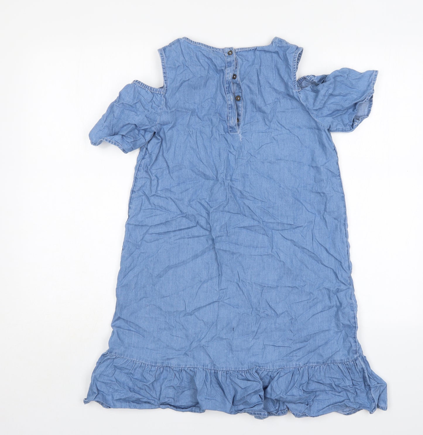 TU Girls Blue  Cotton A-Line  Size 13 Years  Round Neck