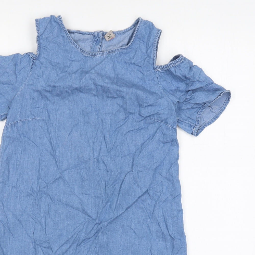 TU Girls Blue  Cotton A-Line  Size 13 Years  Round Neck