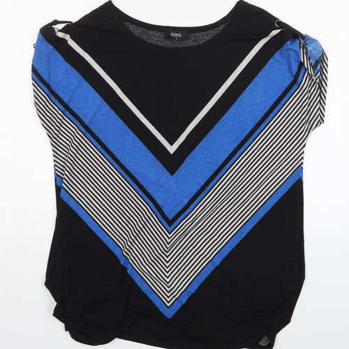 Klass Womens Multicoloured Striped Polyester Basic Blouse Size M Round Neck