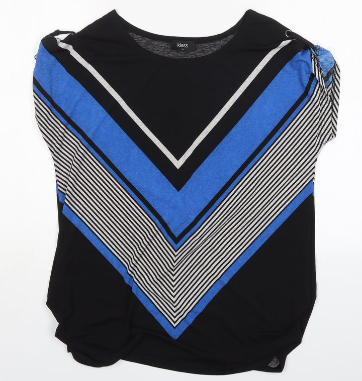 Klass Womens Multicoloured Striped Polyester Basic Blouse Size M Round Neck