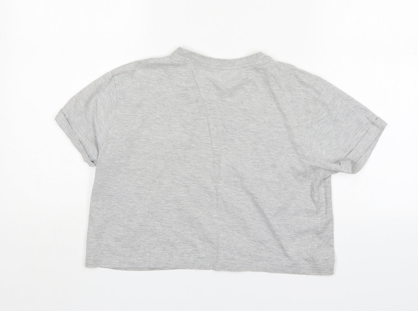 Primarl Womens Grey  Cotton Cropped T-Shirt Size S Round Neck - Friends