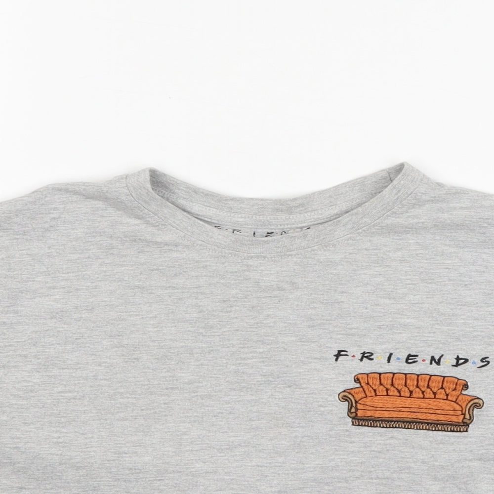 Primarl Womens Grey  Cotton Cropped T-Shirt Size S Round Neck - Friends