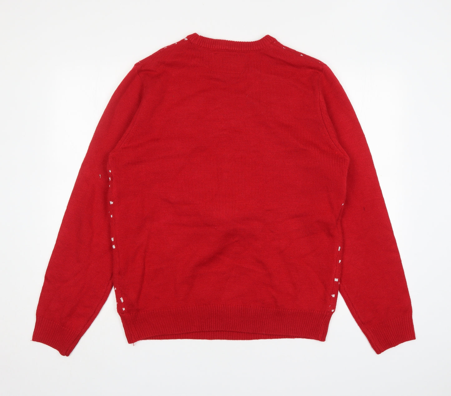 F&F Mens Red Round Neck Polka Dot Acrylic Pullover Jumper Size L