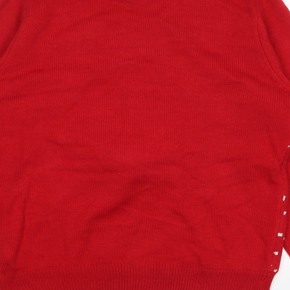 F&F Mens Red Round Neck Polka Dot Acrylic Pullover Jumper Size L