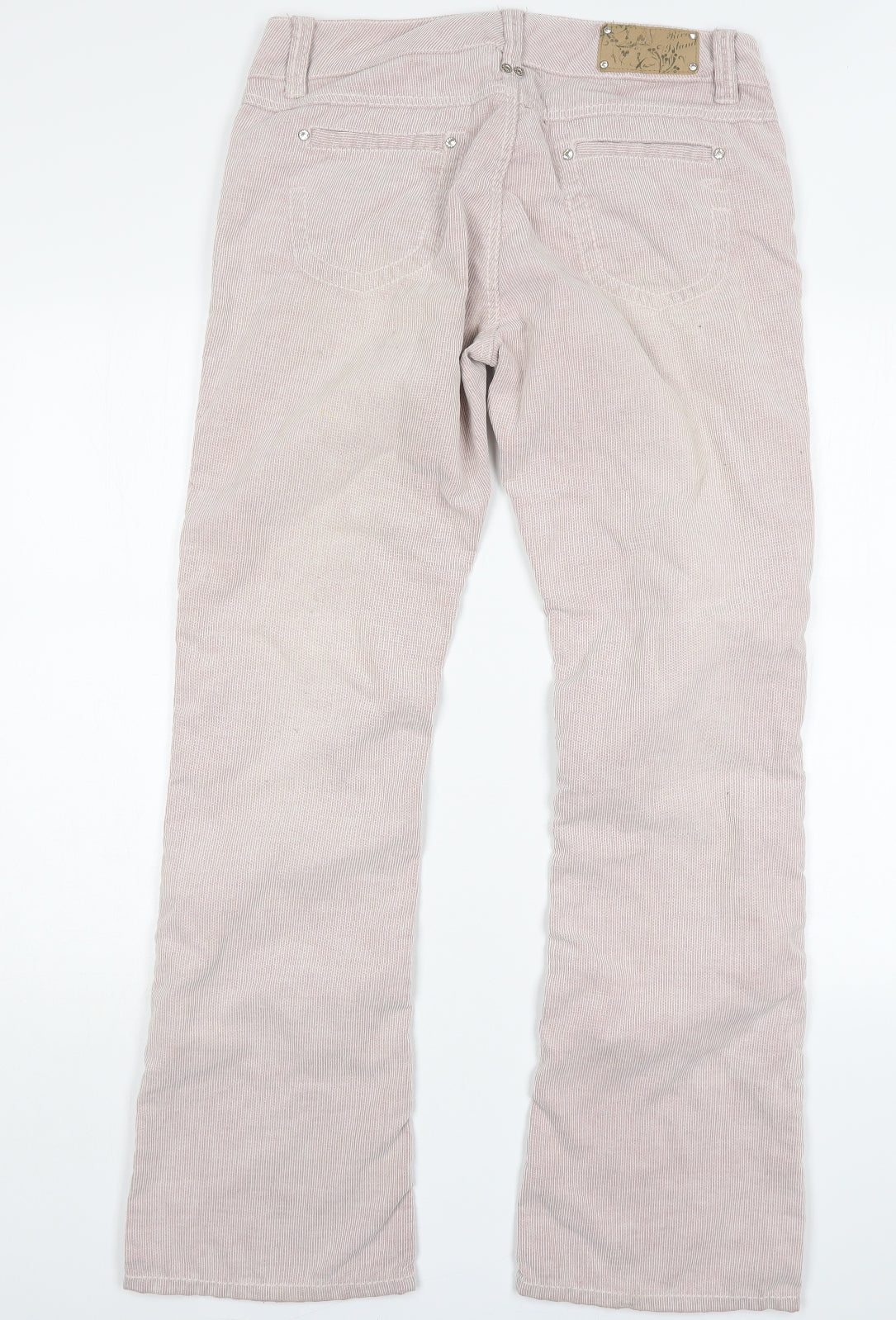 River Island Womens Pink Striped Cotton Bootcut Jeans Size 14 L32 in Regular