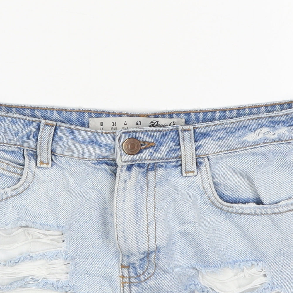 Primark Womens Blue  Cotton Cut-Off Shorts Size 8 L3 in Regular