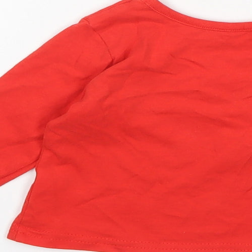 George Boys Red  Cotton Basic T-Shirt Size 3-6 Months Round Neck  - Christmas
