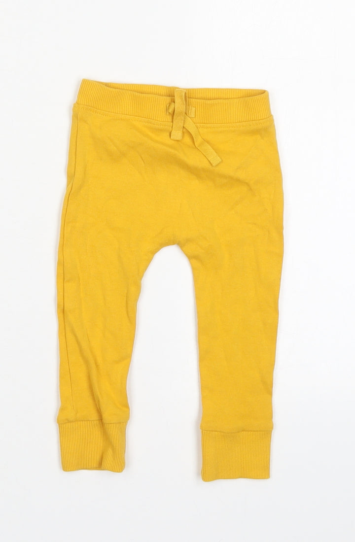 George Girls Yellow Cotton Sweatpants Trousers Size 6-9 Months