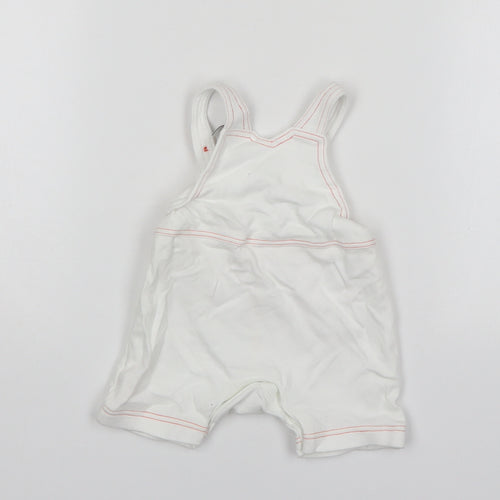 Mini Club Boys White  Cotton Dungaree One-Piece Size Newborn