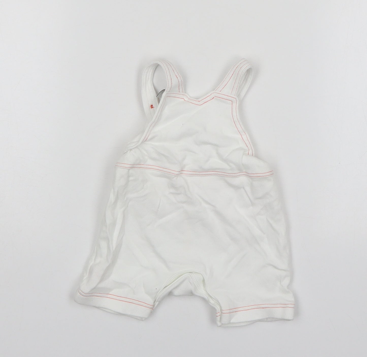 Mini Club Boys White  Cotton Dungaree One-Piece Size Newborn
