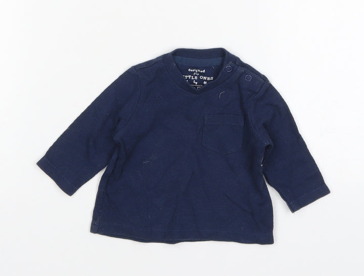 F&F Boys Blue Cotton Basic T-Shirt Size Newborn Round Neck