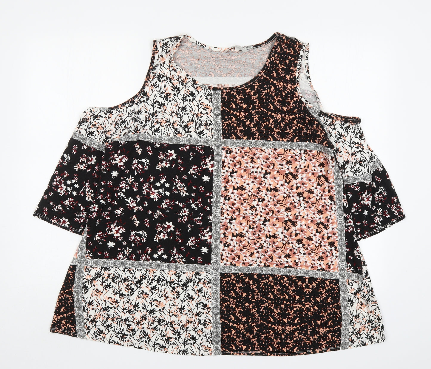 George Womens Multicoloured Floral Viscose Basic T-Shirt Size 16 Round Neck