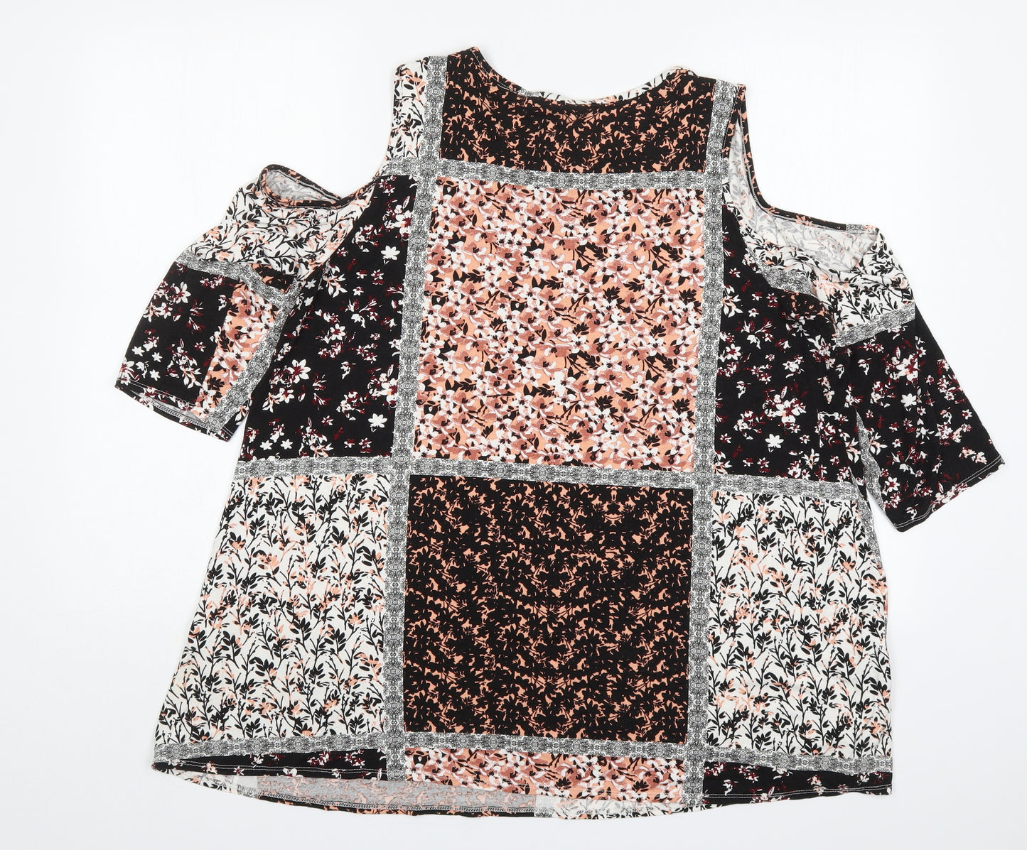 George Womens Multicoloured Floral Viscose Basic T-Shirt Size 16 Round Neck