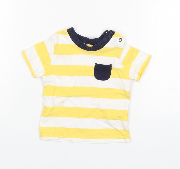 George Boys Multicoloured Striped Cotton Basic T-Shirt Size 3-6 Months Round Neck