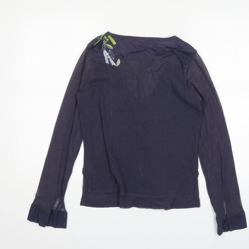 Sandwich Womens Blue Scoop Neck Floral Polyester Cardigan Jumper Size L