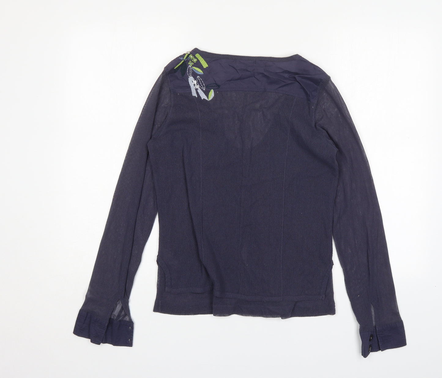 Sandwich Womens Blue Scoop Neck Floral Polyester Cardigan Jumper Size L