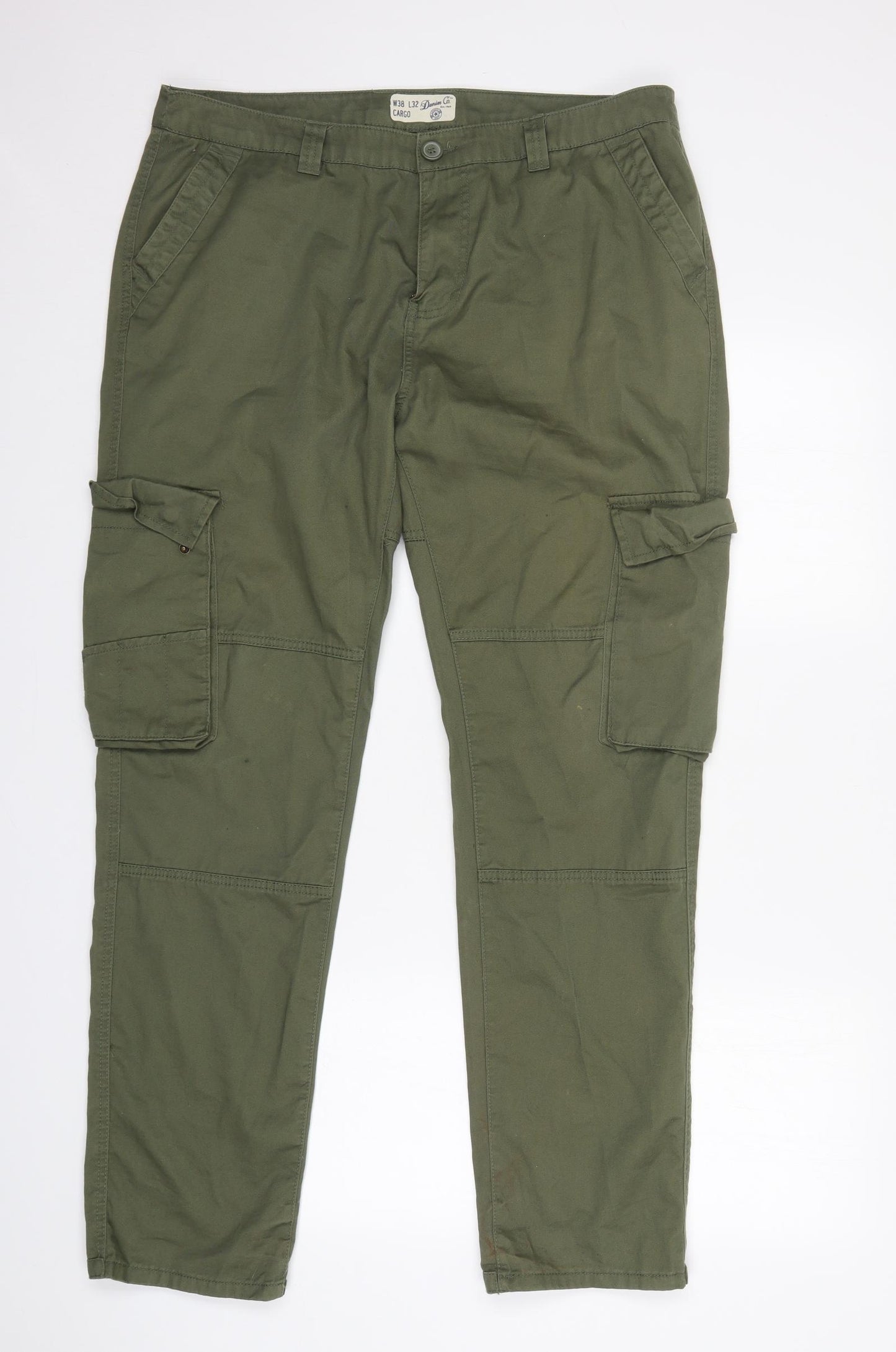 Primark Mens Green  Cotton Cargo Trousers Size 38 L32 in Regular