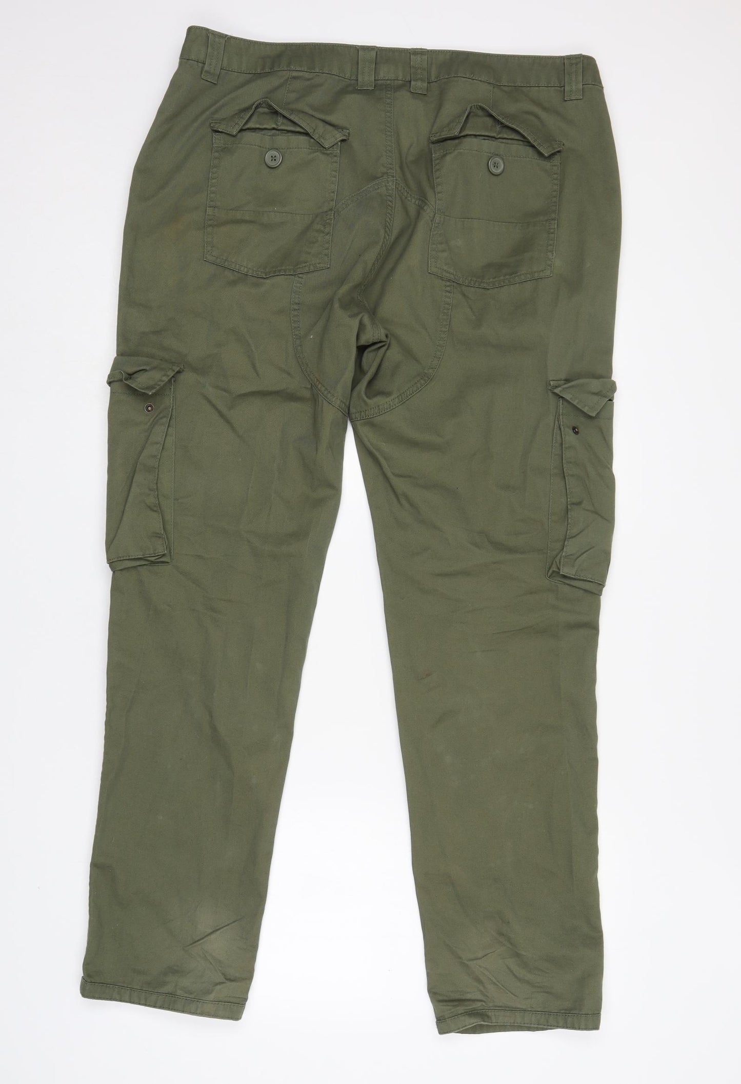 Primark Mens Green  Cotton Cargo Trousers Size 38 L32 in Regular