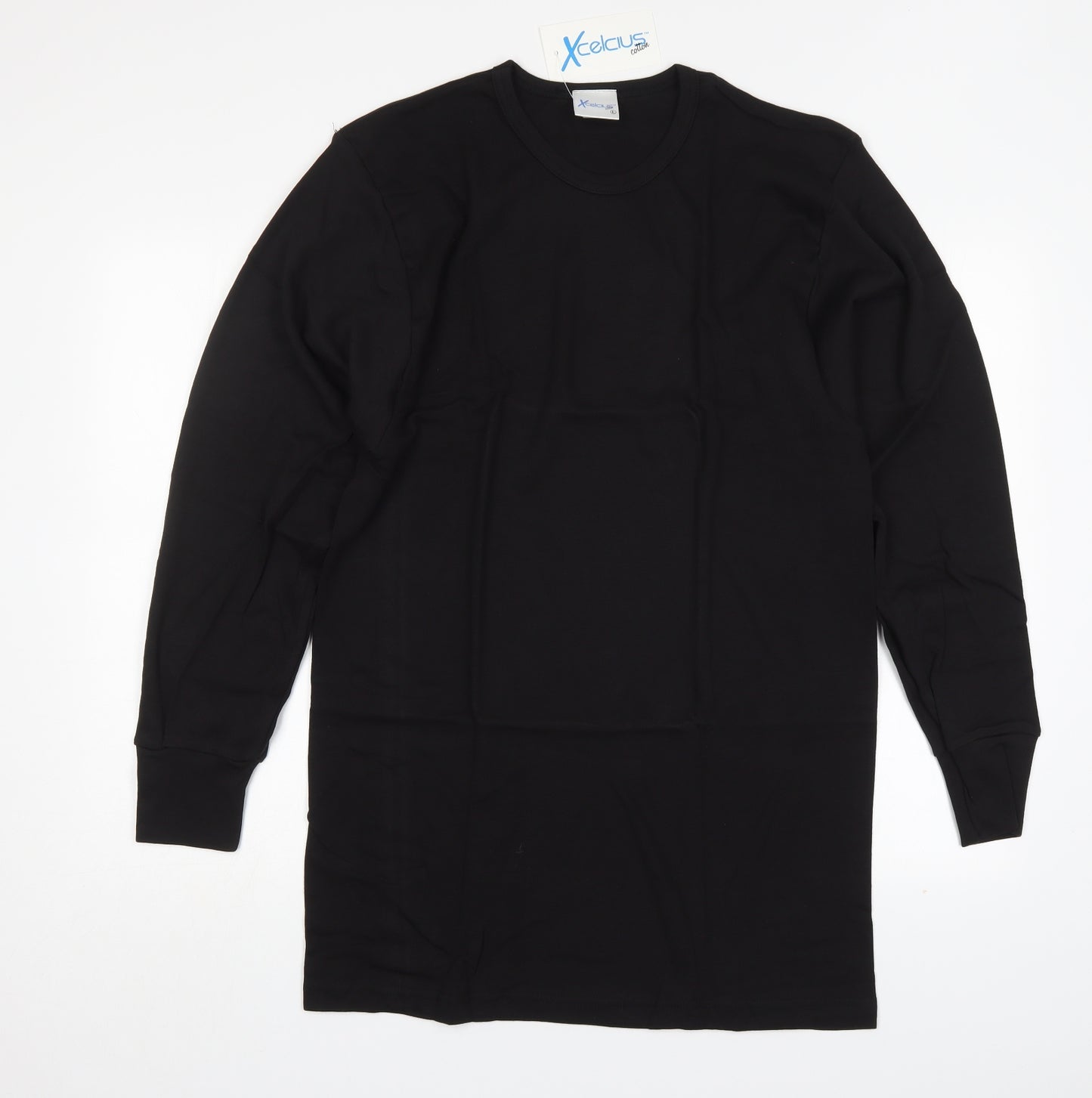 xcelcius Mens Black  Cotton  T-Shirt Size L Round Neck  - Longline