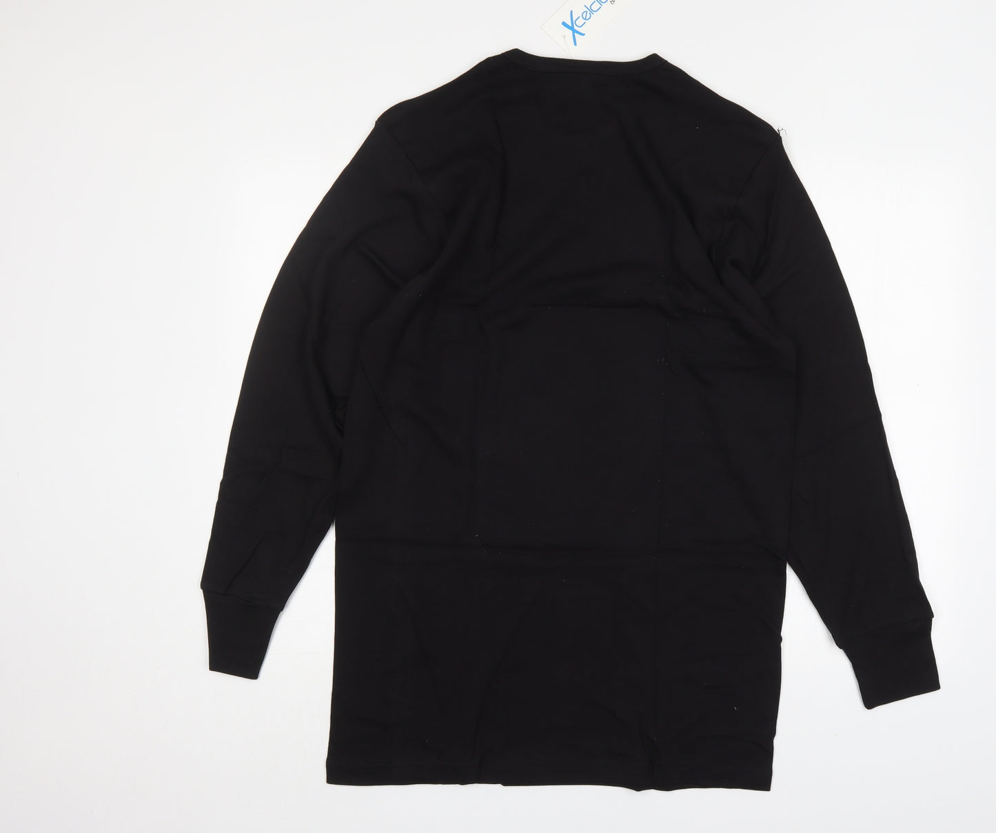 xcelcius Mens Black  Cotton  T-Shirt Size L Round Neck  - Longline
