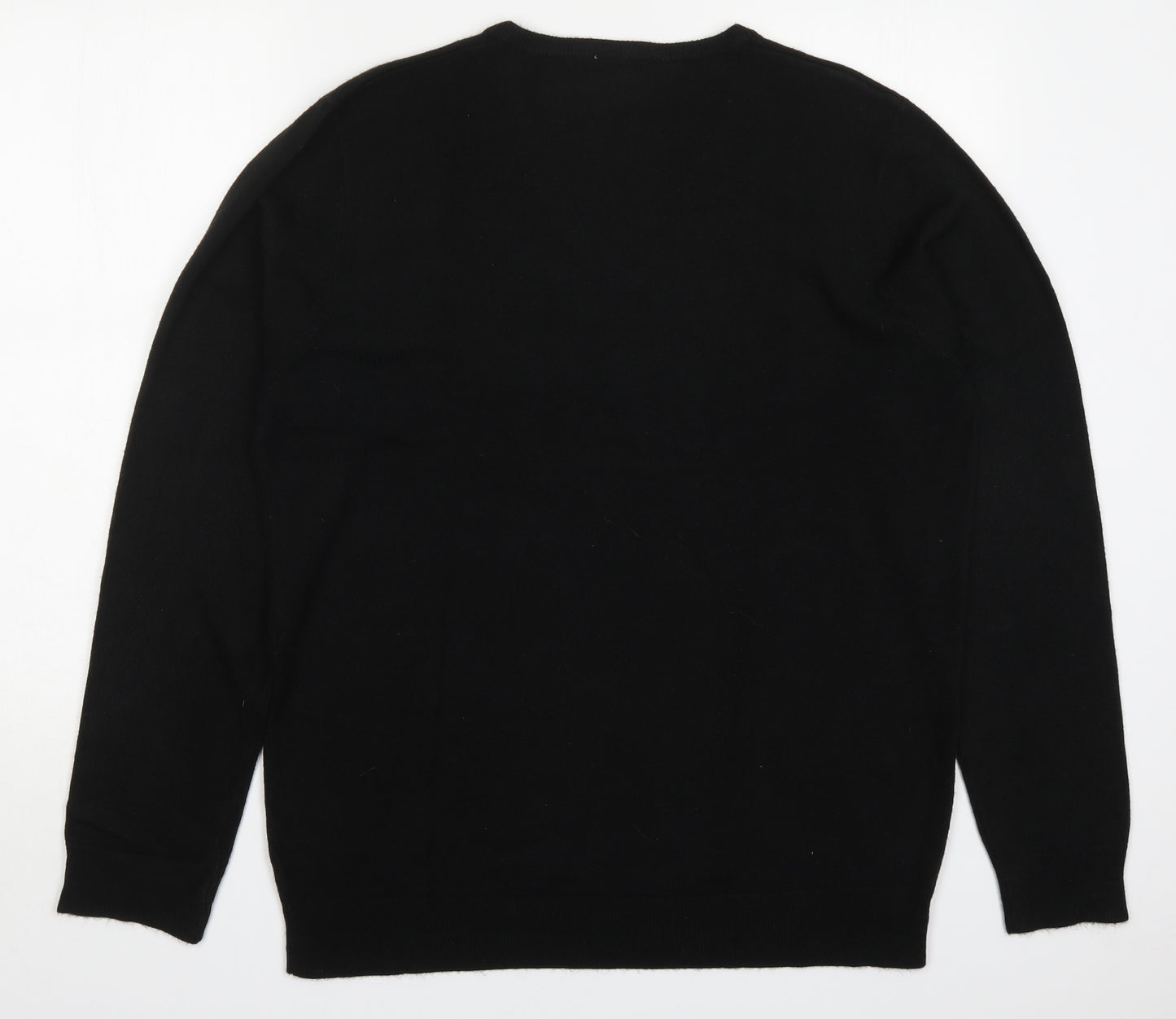 Cedar Wood State Mens Black V-Neck  Acrylic Pullover Jumper Size XL