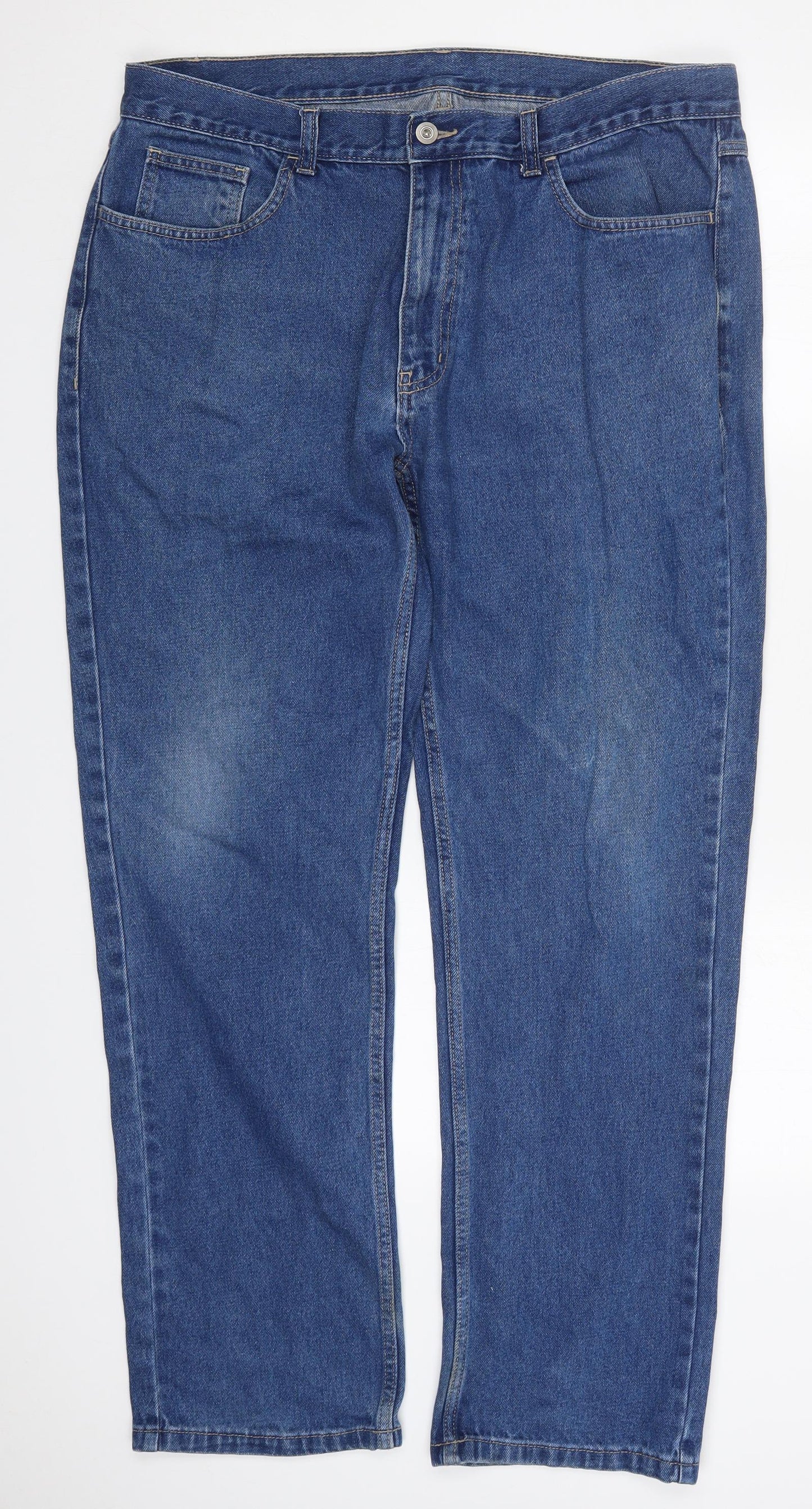 George Mens Blue  Cotton Straight Jeans Size 38 L31 in Regular Button