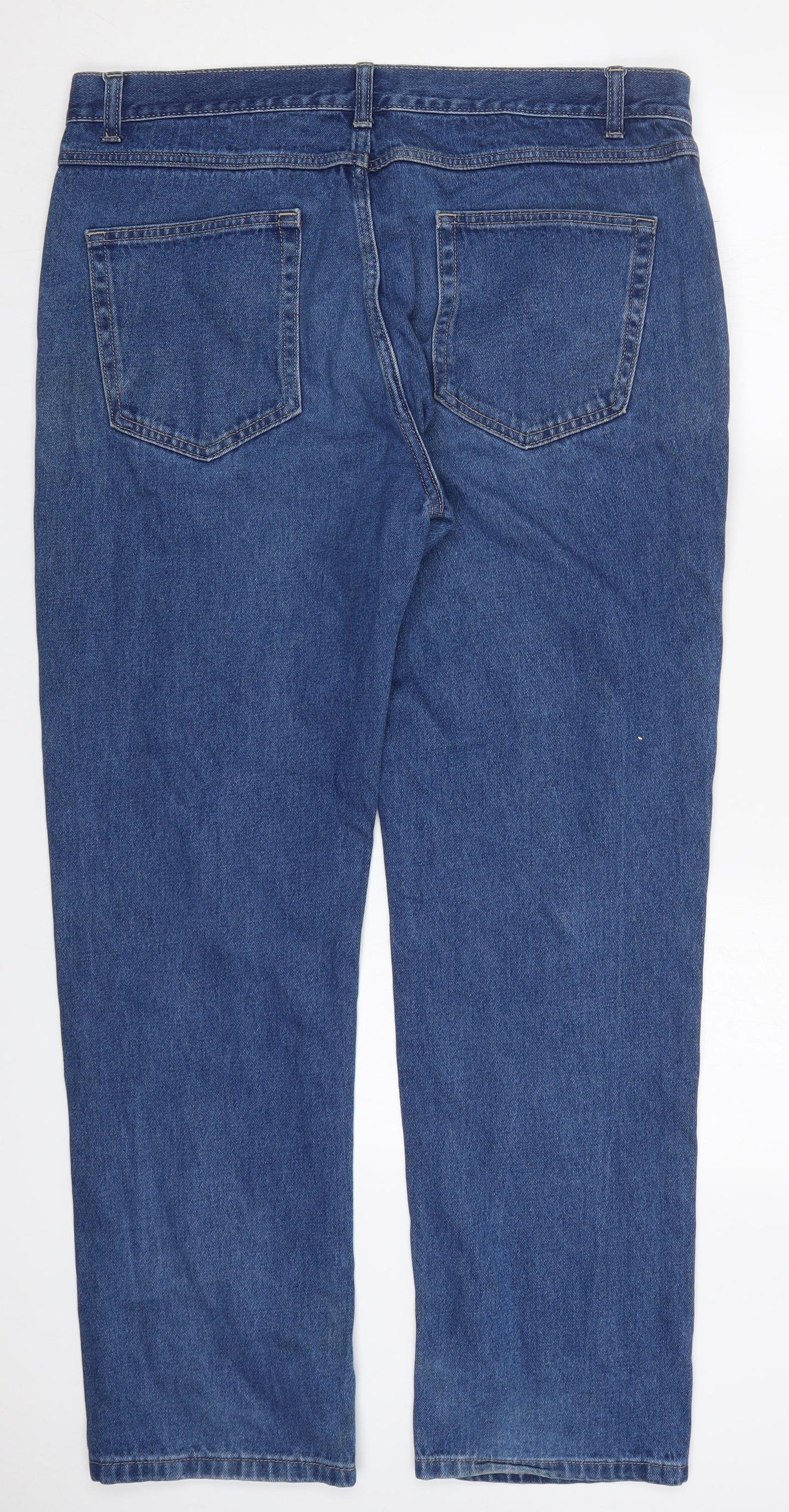 George Mens Blue  Cotton Straight Jeans Size 38 L31 in Regular Button