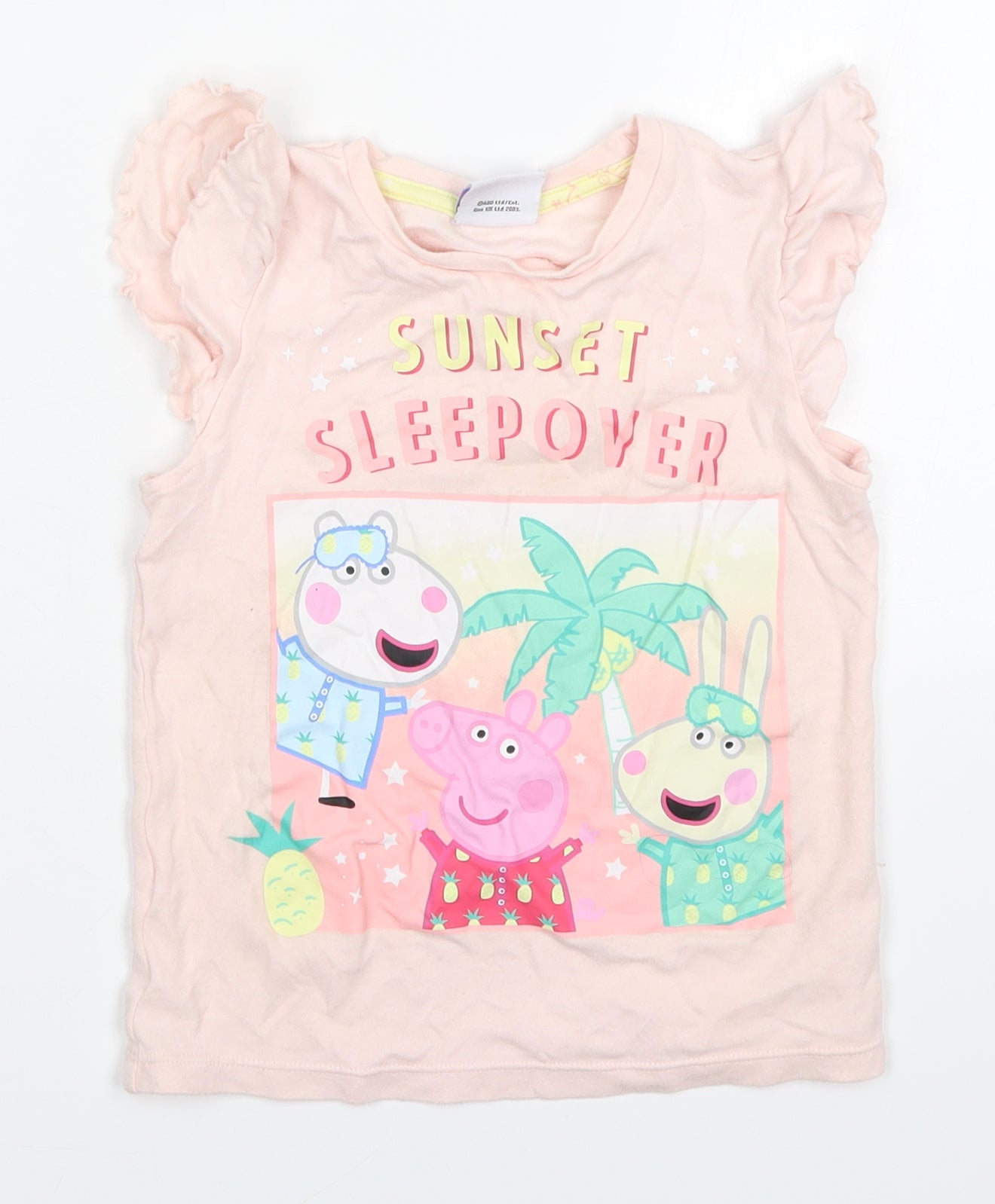 George Girls Pink Solid Cotton Top Pyjama Top Size 4-5 Years  Pullover - Sunset Sleepover Peppa Pig