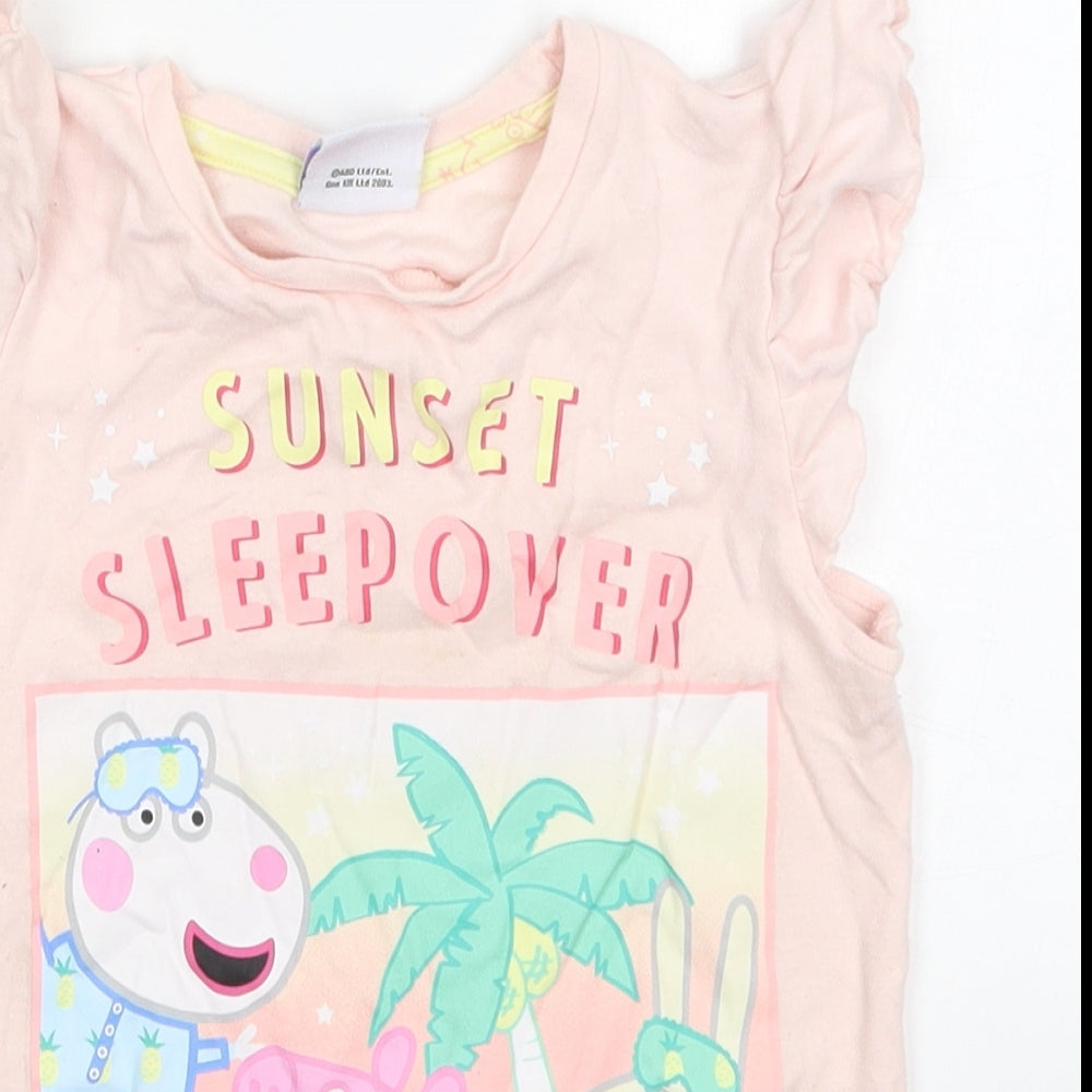 George Girls Pink Solid Cotton Top Pyjama Top Size 4-5 Years  Pullover - Sunset Sleepover Peppa Pig