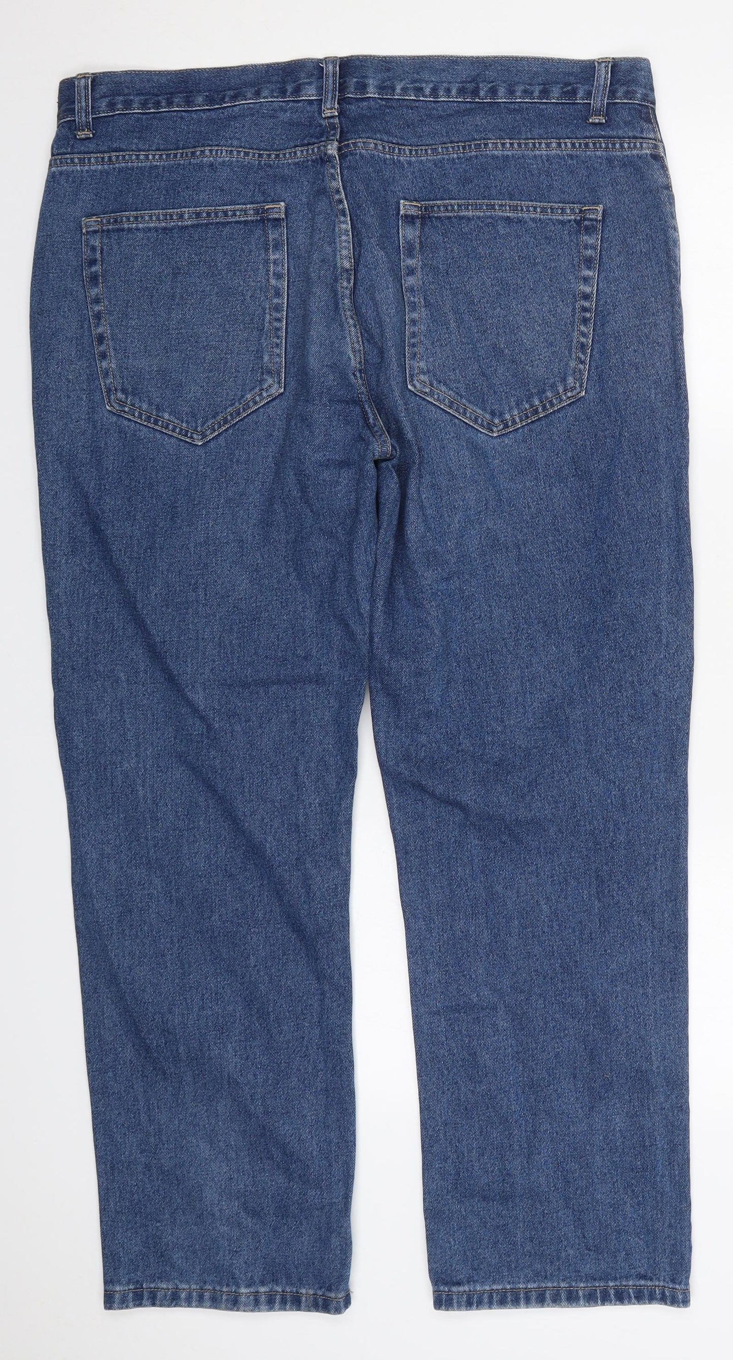 George Mens Blue  Cotton Straight Jeans Size 39 L30 in Regular Button