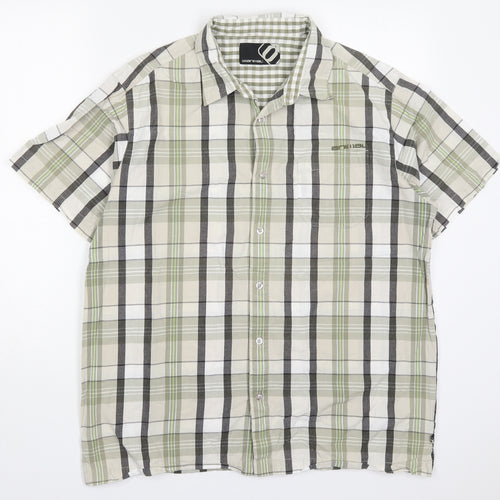 Animal Mens Green Check Cotton  Button-Up Size L Collared Button