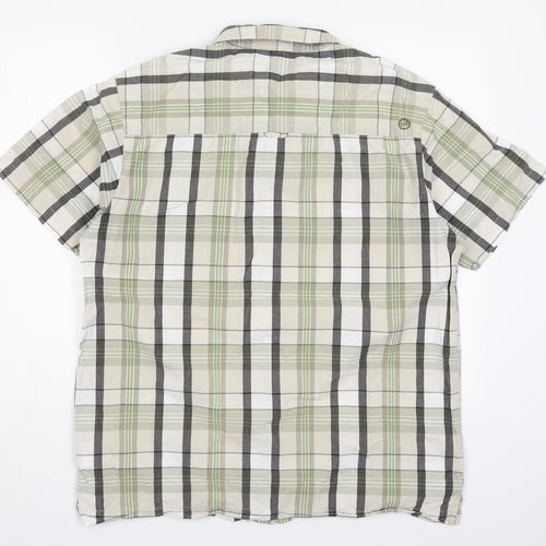 Animal Mens Green Check Cotton  Button-Up Size L Collared Button