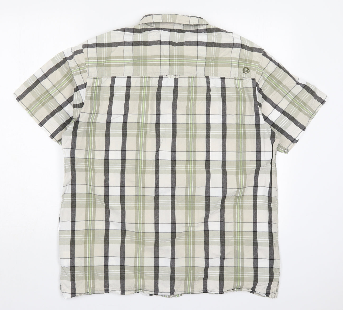 Animal Mens Green Check Cotton  Button-Up Size L Collared Button