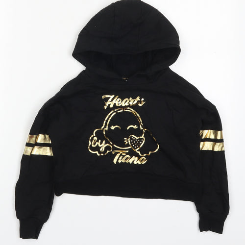 George Girls Black Striped Cotton Pullover Hoodie Size 5-6 Years  Pullover - Hearts by Tiana