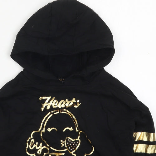 George Girls Black Striped Cotton Pullover Hoodie Size 5-6 Years  Pullover - Hearts by Tiana