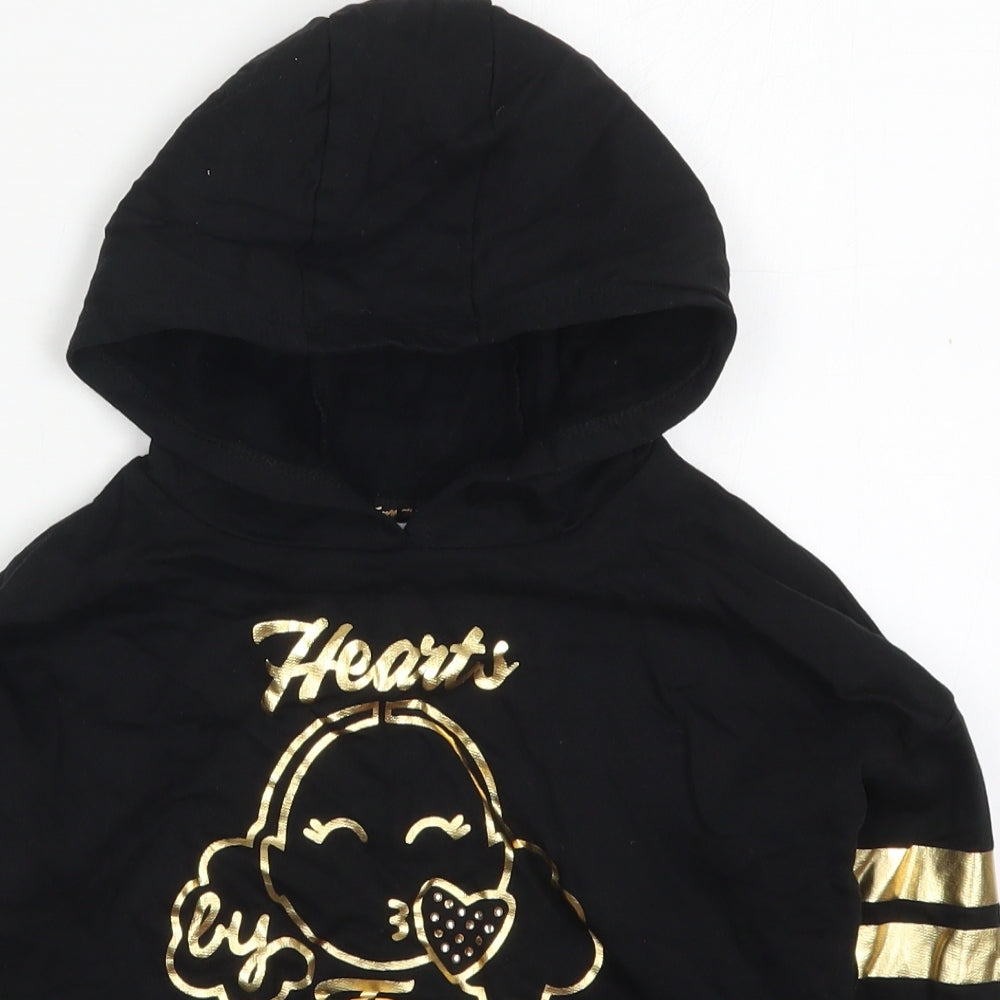 George Girls Black Striped Cotton Pullover Hoodie Size 5-6 Years  Pullover - Hearts by Tiana