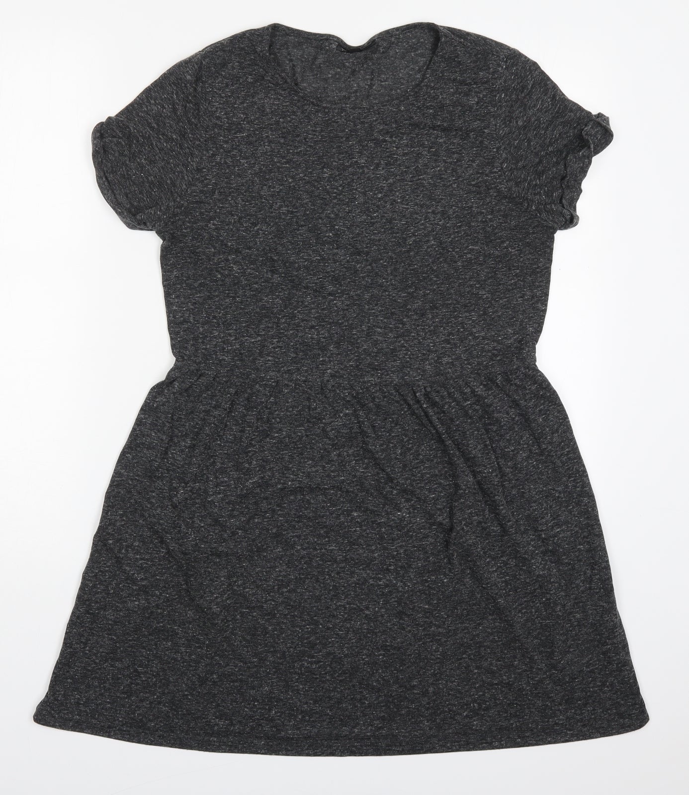 Topshop Womens Grey  Polyester Skater Dress  Size 12  Round Neck Pullover
