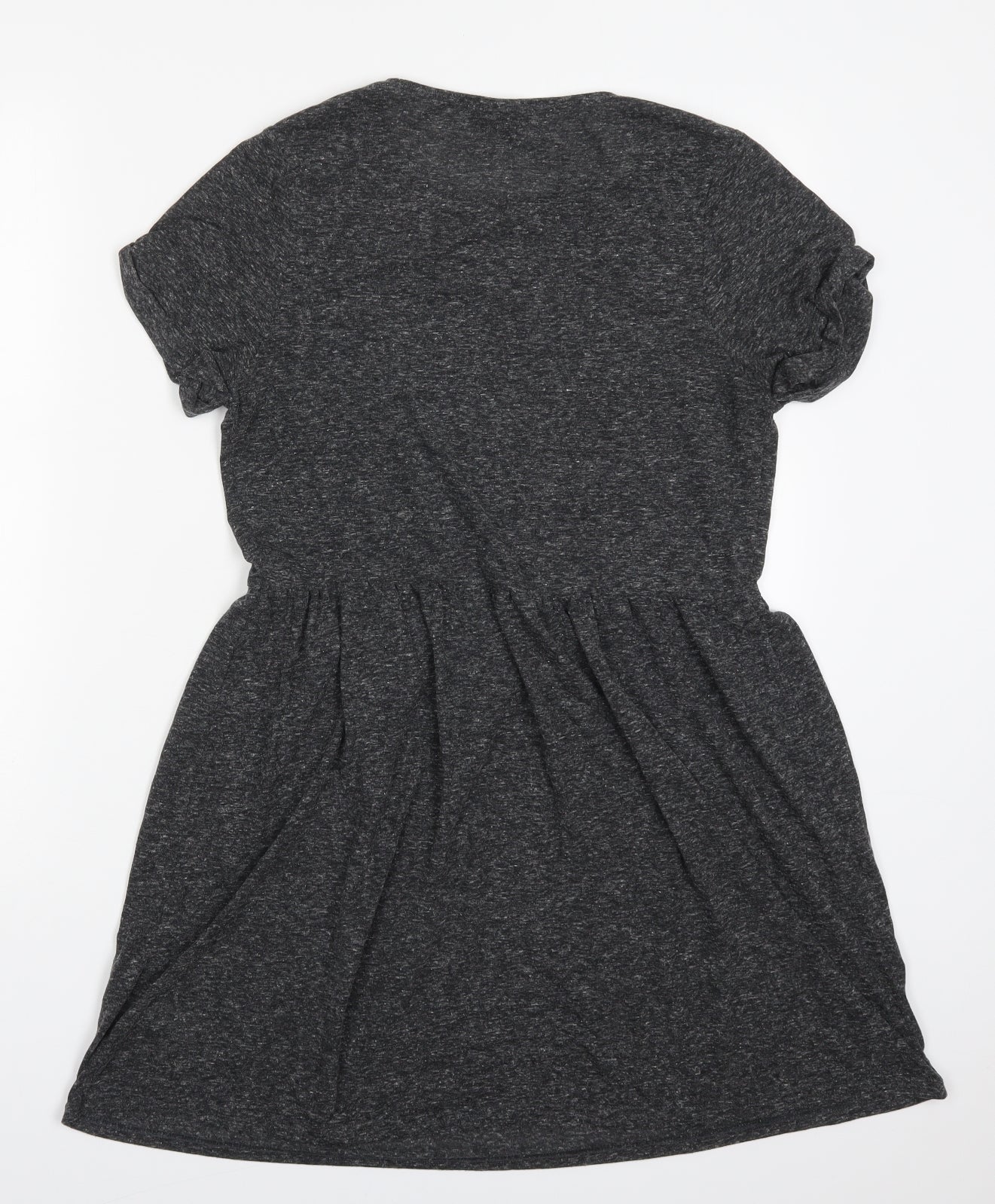 Topshop Womens Grey  Polyester Skater Dress  Size 12  Round Neck Pullover