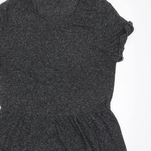 Topshop Womens Grey  Polyester Skater Dress  Size 12  Round Neck Pullover