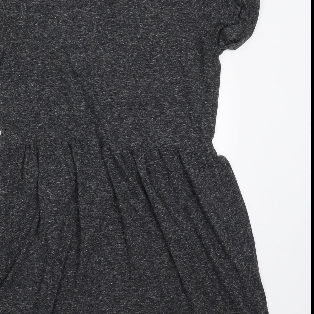 Topshop Womens Grey  Polyester Skater Dress  Size 12  Round Neck Pullover
