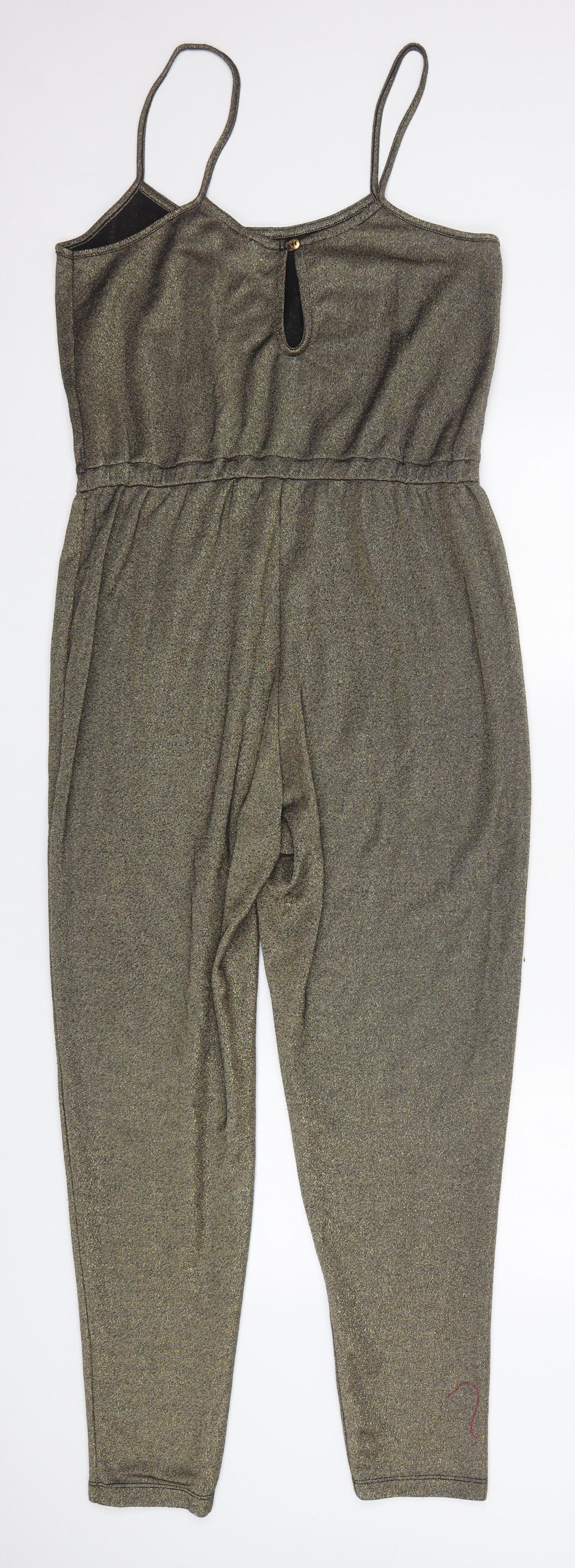 Topshop Womens Gold  Polyester Jumpsuit One-Piece Size 12 L38 in Button