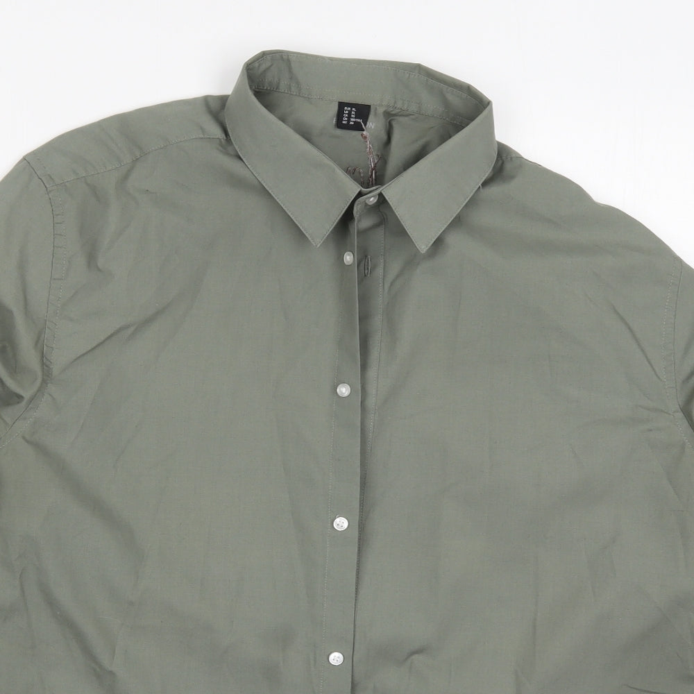 Preworn Mens Green  Polyester  Button-Up Size XL Collared Button - Cheu Cheu