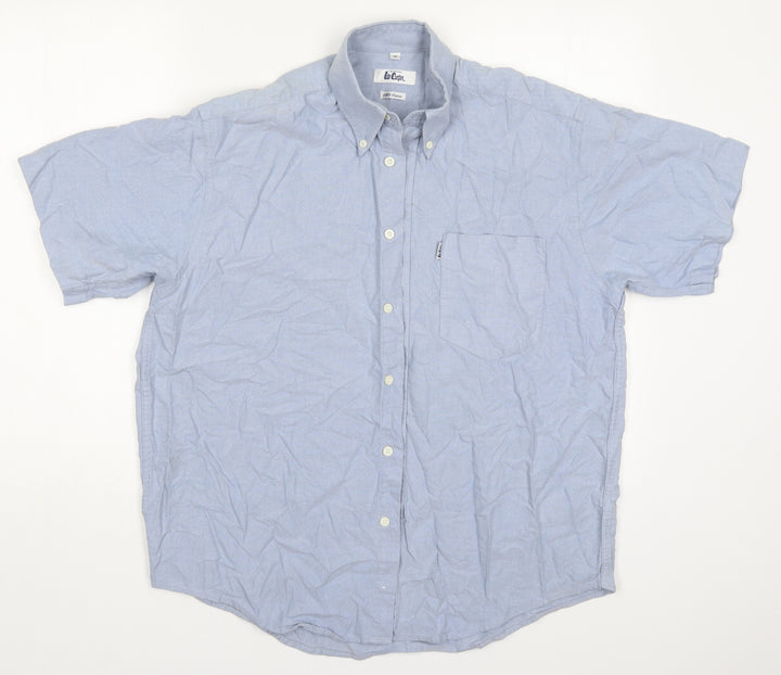 Lee Cooper Mens Blue Cotton Button-Up Size 15 Collared Button