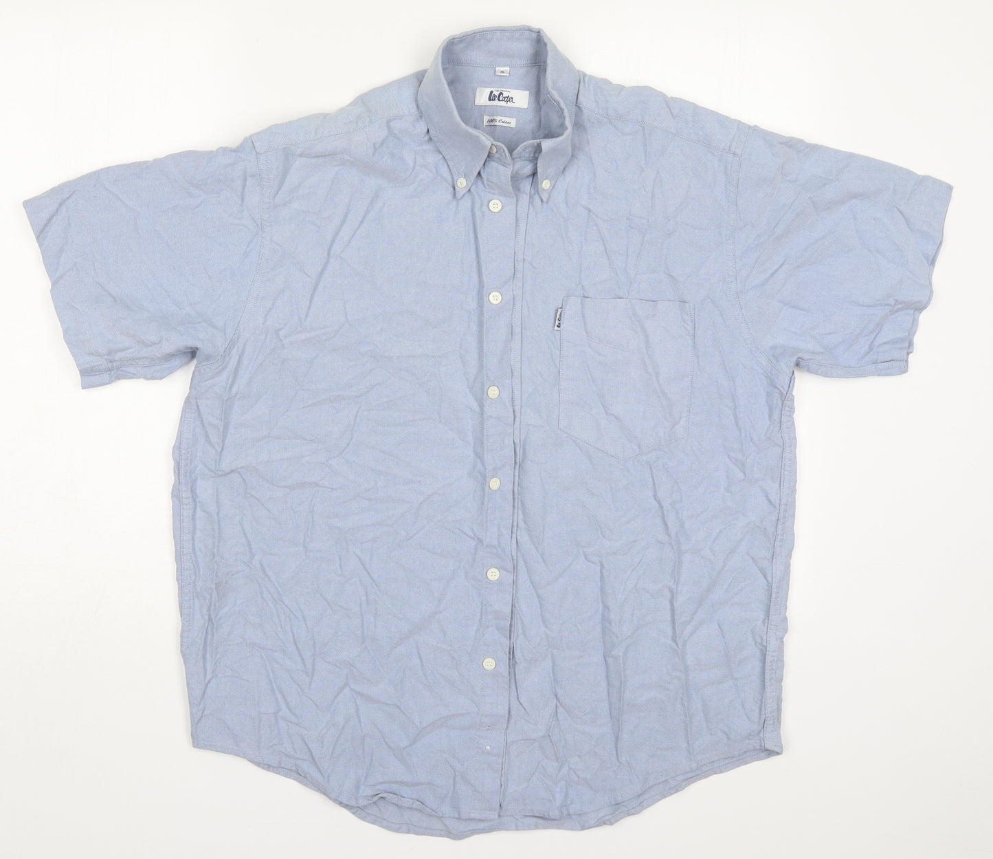 Lee Cooper Mens Blue  Cotton  Button-Up Size 15 Collared Button