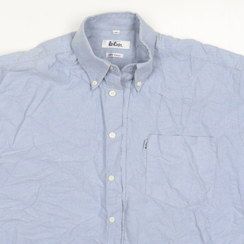 Lee Cooper Mens Blue  Cotton  Button-Up Size 15 Collared Button