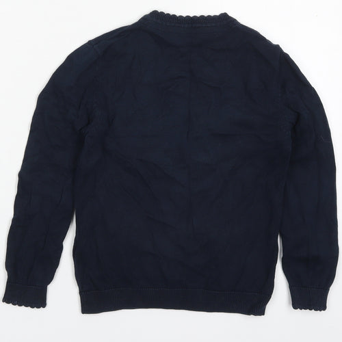 Marks and Spencer Girls Blue V-Neck  Cotton Cardigan Jumper Size 5-6 Years  Button