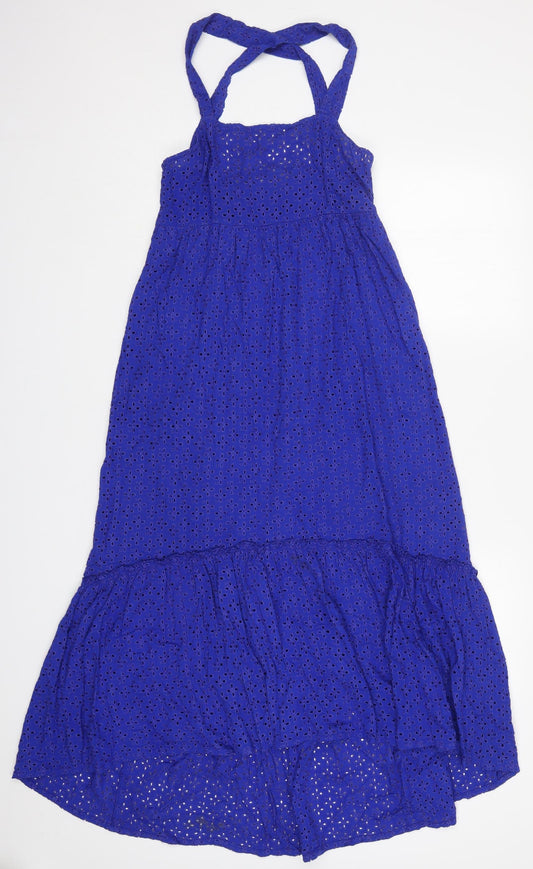 Cecilie Womens Blue  Viscose Trapeze & Swing  Size S  Round Neck Pullover