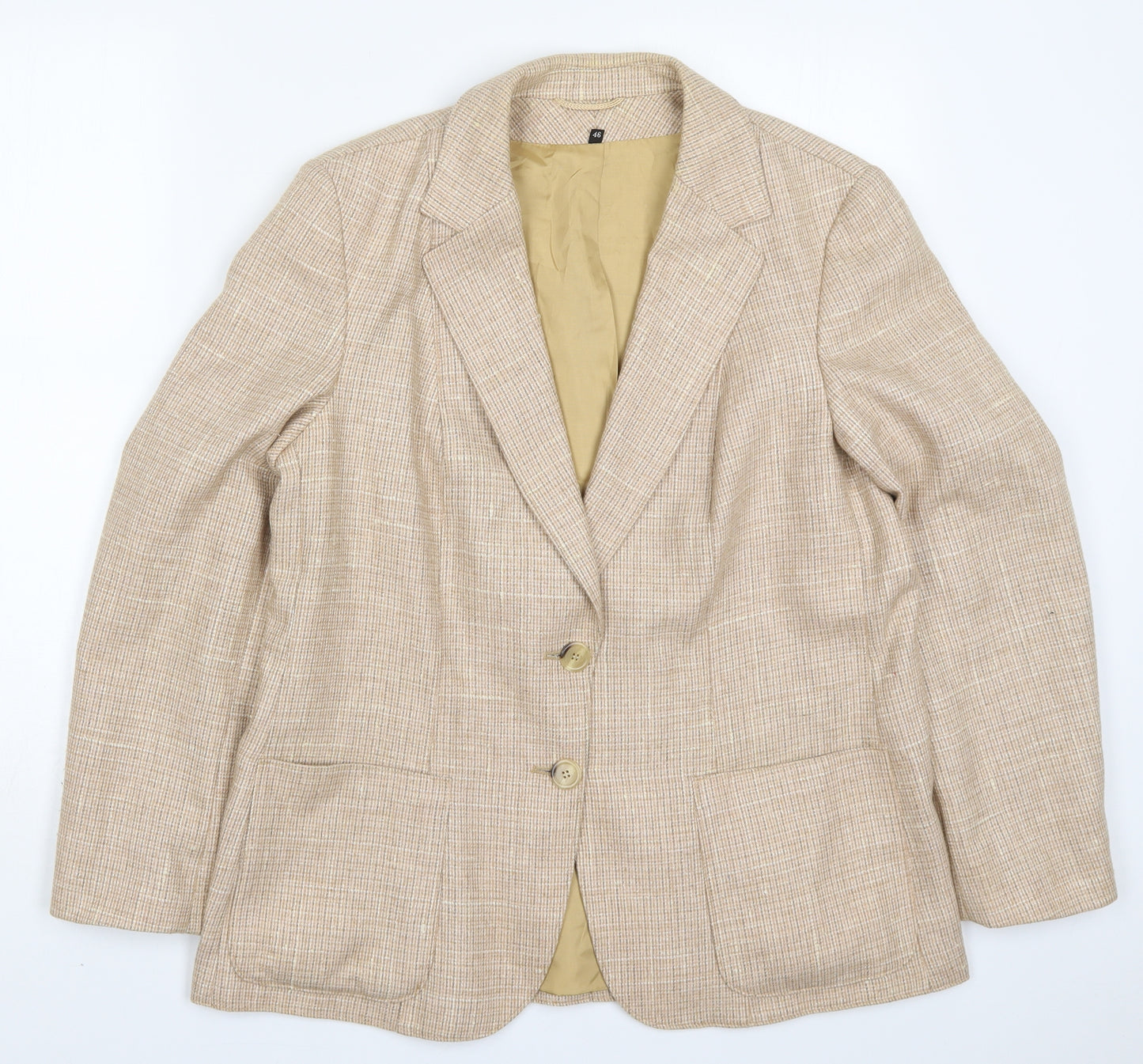 Preworrn Womens Beige Check Wool Jacket Suit Jacket Size 18