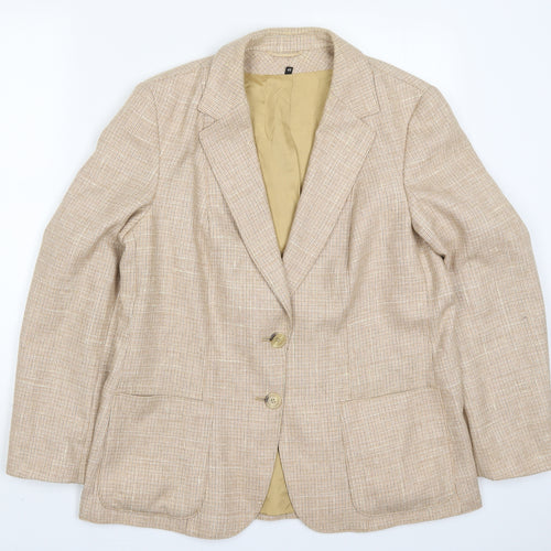 Preworrn Womens Beige Check Wool Jacket Suit Jacket Size 18