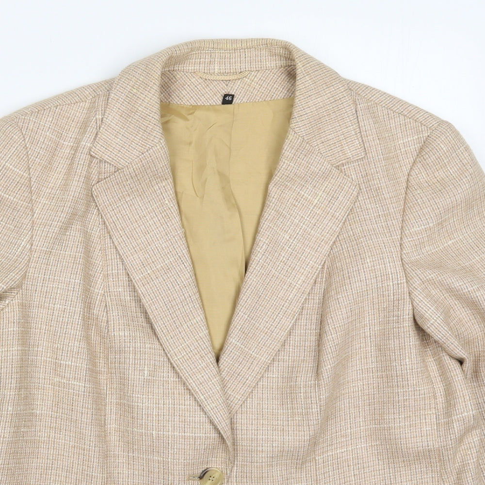 Preworrn Womens Beige Check Wool Jacket Suit Jacket Size 18